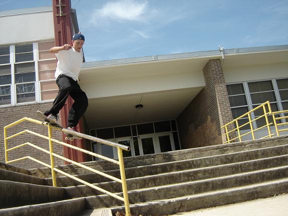 Maniac!  Boardslide to broken eye.