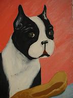 This Boston Terrier, which seems to be the runaway favorite of everyone who's seen this collection, is apparently quite fond of the woman's shoe in the foreground. At least I think it's a shoe. Perhaps it's a moccasin. Or a burrito.