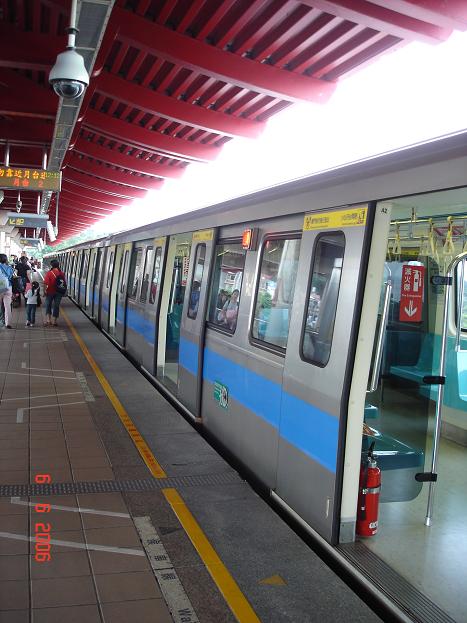 A Train at Danshui MRT Station