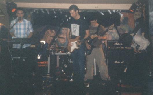 (left to right) Jason (playing keyboards), Ross, Grant (but you can't see him), Andy & Helen