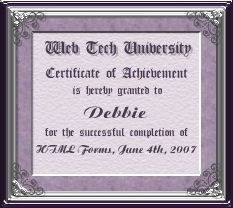 html forms certificate