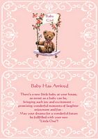 baby girl card insert