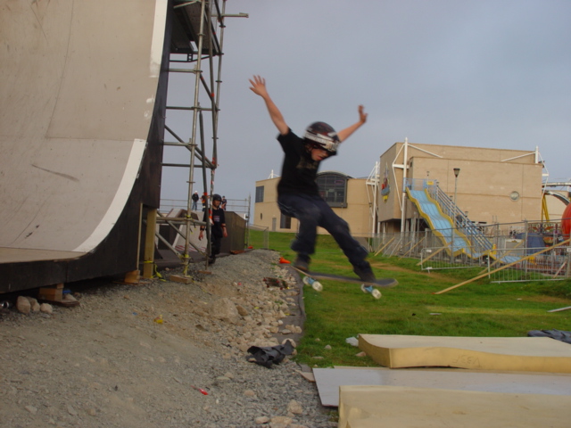 Caught a little too late on camera... Heelflip out of the halfpipe at Aberdeen