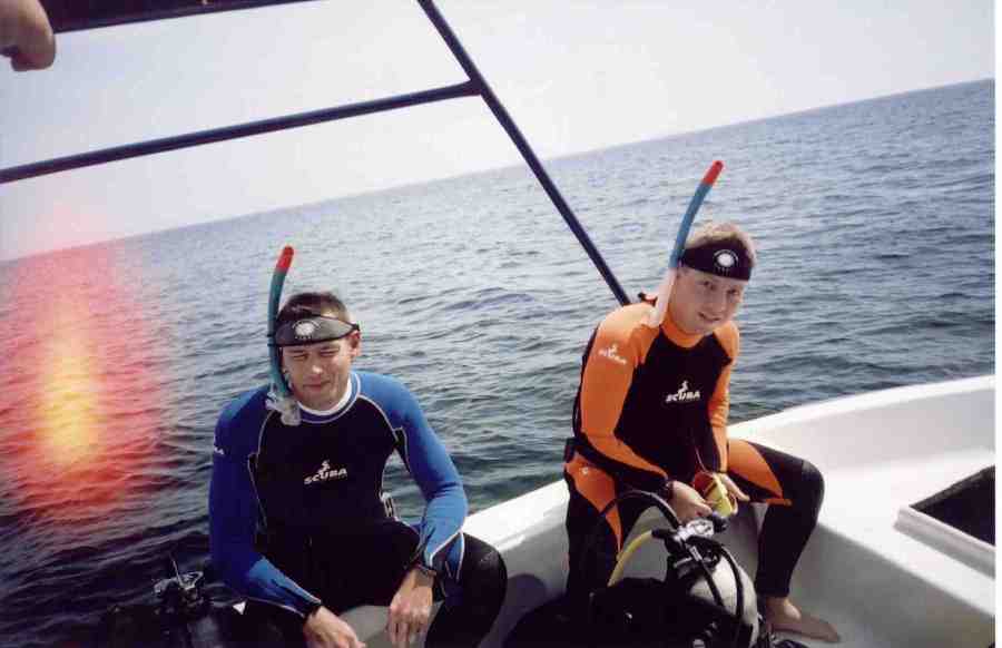 Sean appears to be straining whilst listening to the dive breifing