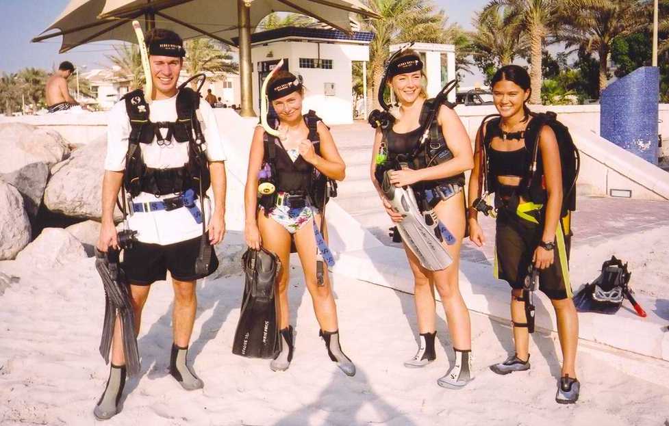 Geared up for the first two open water dives, from the Dubai shore