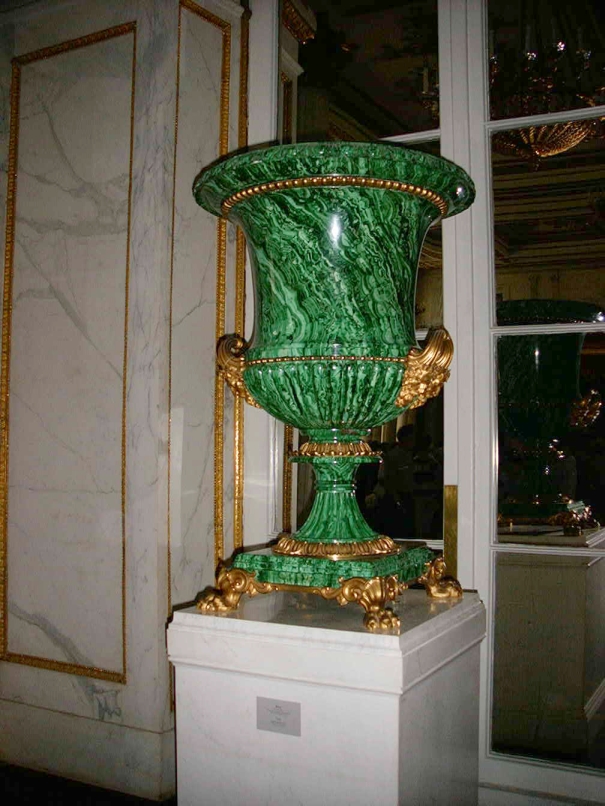 a huge emerald color vase in the Hermitage Museum