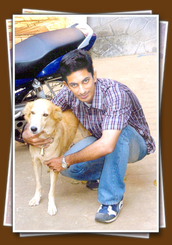 deepu with pet dog rinky