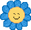 Uma florzinha amarela em volta azul