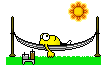 Imagem com figurinha em descando numa rede