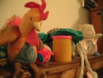 Thats my rooster and that one in the green is my boyfriend Bob.