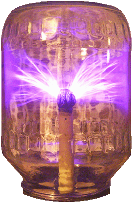 close-up of the plasma "jar" in action
