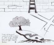 Dichtbij het kruispunt worden de wortels zichtbaar / transl: The roots are revealed near the crossroads