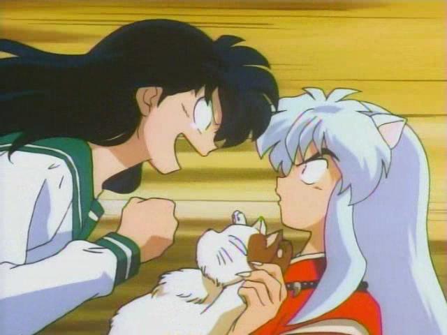 Kagome: "YOU IDIOT! YOUR A DOG, WHY PLAY WITH A CAT?!" Inuyasha: "Well, he's a lot safer than you are when your PMSing.." Kagome: "WHAT?!"