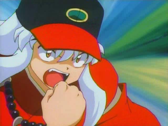 Inuyasha: "I'm gonna knock your teeth in for giving me such a ridiculious hat!!!"