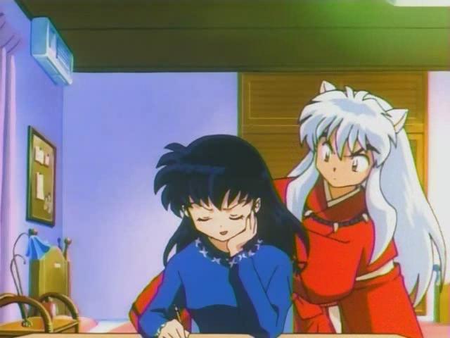 Inuyasha: *Thinks* I have to know what those spells are and why she's staring at them! Kagome: *Growls* Your being annoying.... Inuyasha: "So?" Kagome: "So...why not go SIT over there?!" *splat*