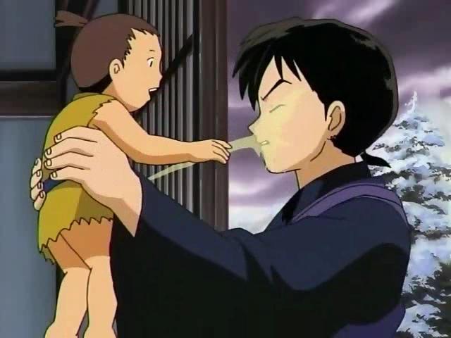 Miroku: *slightly peeved* "Okay...I don't want anyone to bear me a child anymore...." Ooc: Doesn't he deserve this, Ladies?