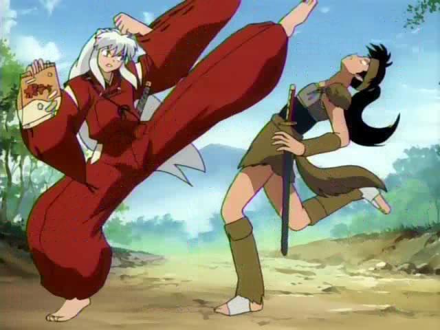 Inuyasha: "This is for trying to steal my chips!" Kouga: "Actually I'm here for Kagome!" Inuyasha: "Oh, okay, you can have her as long as you leave my chips alone!!!" *thinks* Oh! WAIT! *runs after a grinning Kouga*
