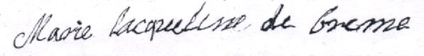 Signature de Marie Jacqueline de BREME