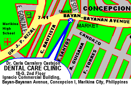 MAP for the Dental Care Clinic Concepcion, Marikina City, Philippines
