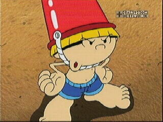 numbuh 4 looking cute with a bucket on his head...again