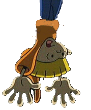numbuh 4, looking kinda cute, kinda weird upside down