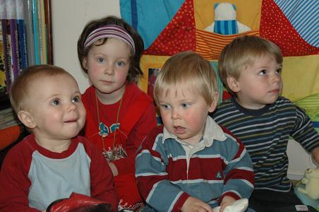 Evi, Nette, Hannes en Jasper
