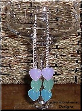 glass heart earrings