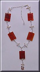 red agate pearl necklace # N02