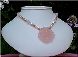 pink quartz and pearl # N30