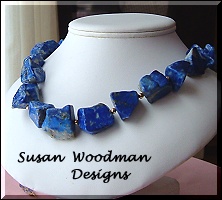 Lapis lazuli rough nugget necklace.  One of the healing gemstone series.