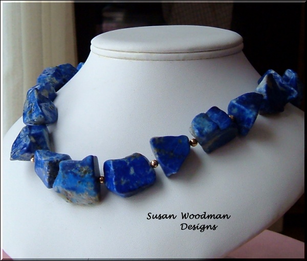 lapis Lazuli rough nugget necklace. One of the healing stone series