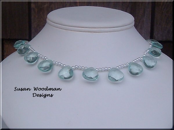 pale blue faceted bead necklace