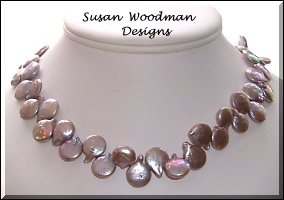 mauve tinged coin pearl necklace