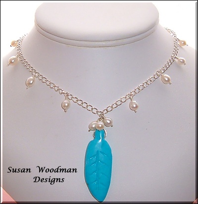 Pearls with turquoise pendant