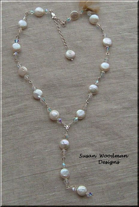 cream colored coin pearl necklace