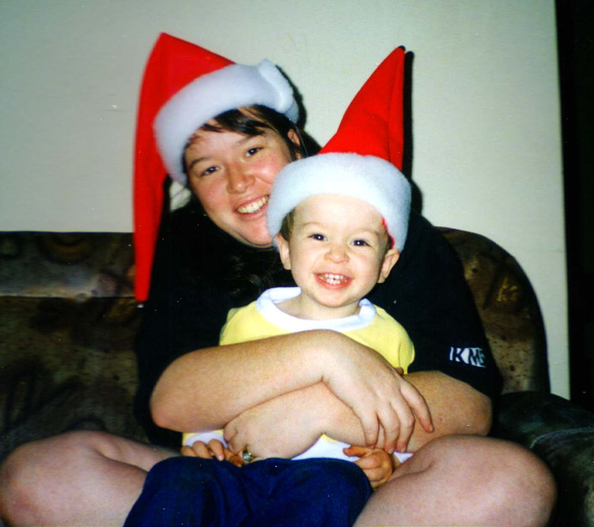 Caroline & Mikey with Christmas Hats.