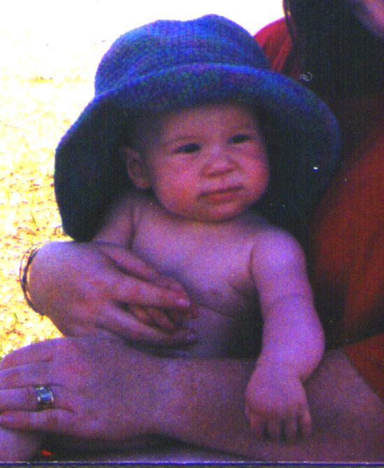 Frances with Hat - far too big for her!!