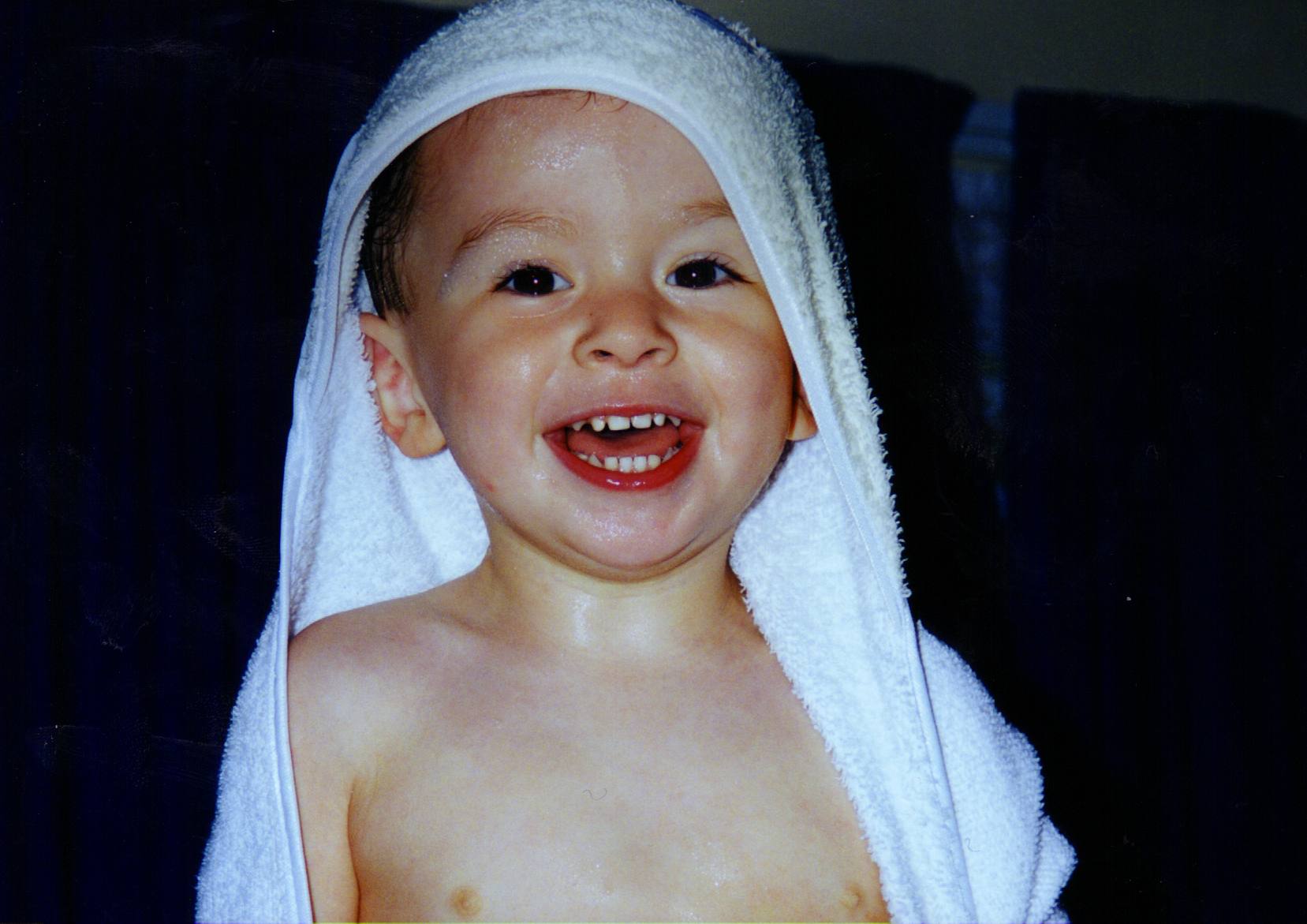 Mikey after a bath! It is always great to see him smile!