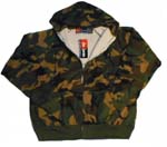 Wholesale Sweatshirsts Camouflage Thermal Lined Zip Hooded
