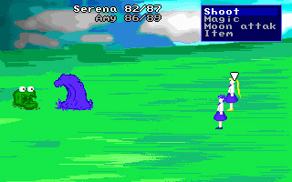 Serena fighting the easiest monster in the game.