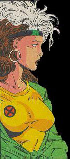 Rogue is part of an elite team called the "x-men". They are mutants with special gifts . . .and curses. Rogue's gift and curse is her power to touch another person and absorb their energy, powers, & memory. However, this also means that she can never touch another person without harming them. Rogue is audacious and caring as well.