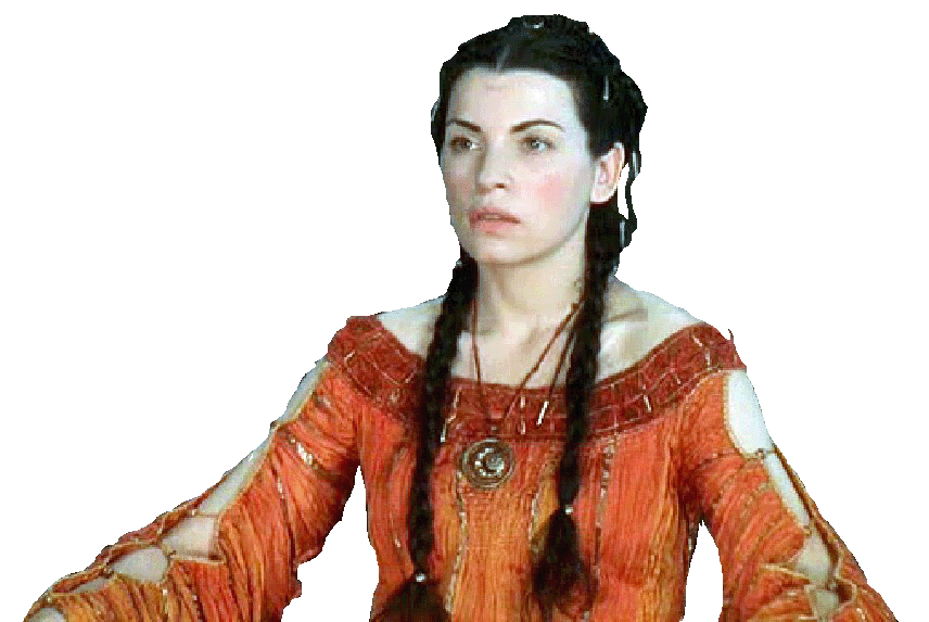 Morgaine is King Arthur's half sister, daughter of Igraine & Goloris. Though she was always characterized as evil, there is another side of the story. This part of the story claims that Moraine was not an evil witch, but a priestess of the Goddess which always includes great knowledge of herbs & magic. She & Arthur did not grow up together. She was taken by the Goddes and Arthur was taken by Merlin. When she become of age, Morgaine was chosen to sleep with the King of Deer. Unbeknownst to both of them, the King of Deer was Arthur, her brother. A son, Mordred was conceived. He was hidden from Arthur and raised by Morgaine's aunt Morgause. Morgaine put a spell on Arthur's sword Excalibur to protect him. But took his sheath from him when he failed to keep his promise to the Goddess which led to his downfall. Morgaine kept the Holy Grail that the Round Table searched for, King Arthur's reign disappeared. When Arthur died, Morgaine took his body to Avalon. Morgaine's life was filled with tragedy and sorrow. But she remained strong and valiant.