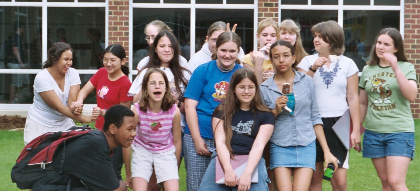 A whole group of school friends!