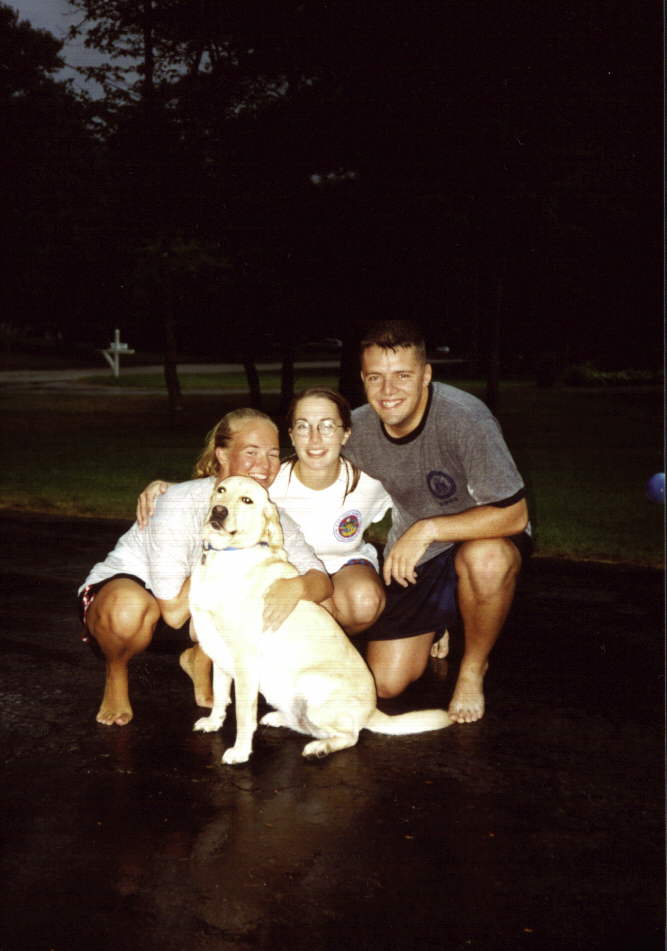 Minime, me, John, and Deja out playin in the rain