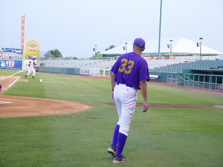 Coach Langfeld at a playoff game at Wolff Stadium