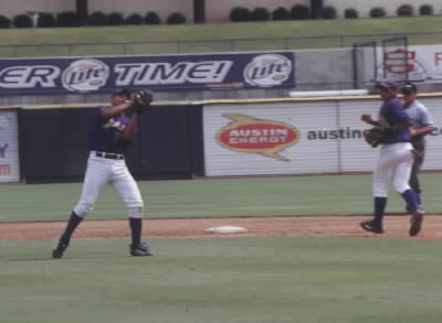 Meliton catching a quick out and James is in the background. PHOTO BY STACY