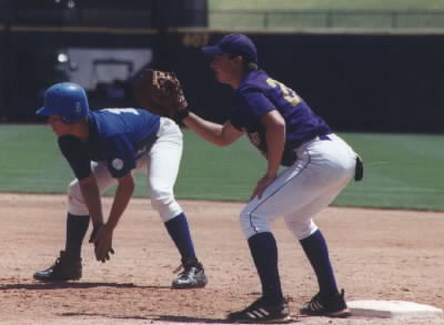 Mitchell ready at 1st base. PHOTO BY STACY