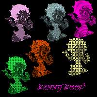 Betty Boop was made into a brush and painted on the canvas using different colors and textures.
