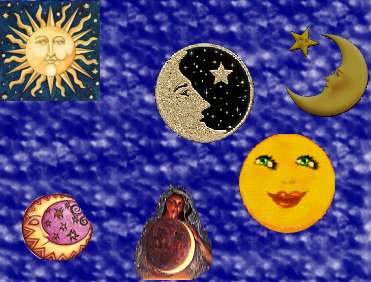moon and sun images made into tubes and placed on a airbrushed background.