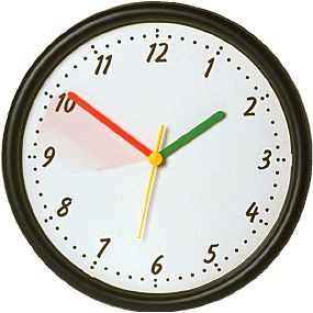 Image enhanced by adding a motion blur to the red hand on the clock